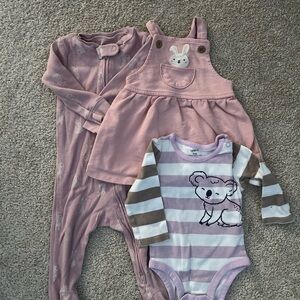 Bundled Charming Kids Bodysuit Set in Pink and Purple